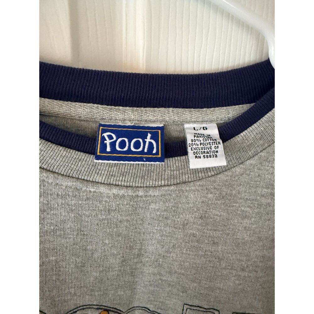 Vintage‎ Disney Winnie The Pooh Embroidered Sweatshirt - Grey & Navy - Large - Picture 4 of 9